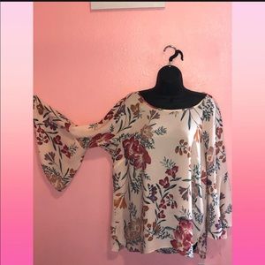 Pink floral blouse